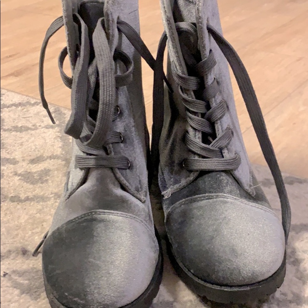 Gray suede boots
